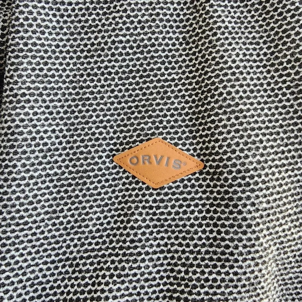 Orvis Classic 1/4 Zip Pullover Sweater Sherpa Lined Gray Textured Men's Large